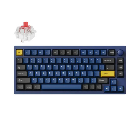 Безжична клавиатура Lemokey P1 Pro QMK 75%, Navy Blue, Keychron Super Red суичове, Bluetooth, RGB