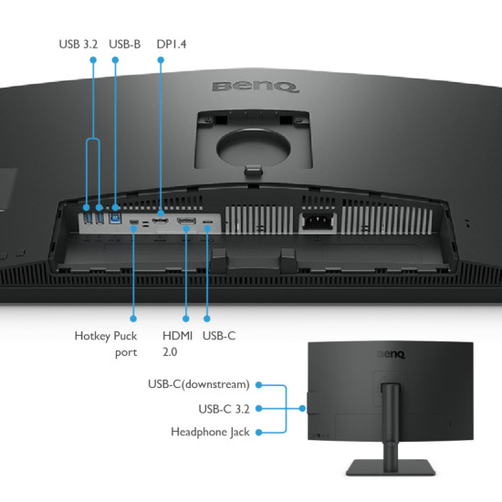 Монитор BenQ PD2706U, 27-инча, IPS, 3840x2160, 60Hz, HDMI, DP, USB-C PD