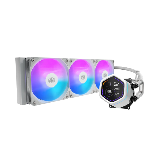 Водно охлаждане Cooler Master MasterLiquid Core NEX Digital 360 ARGB, 360mm, LED дисплей, White (MLX-D36M-A18PW-RD)