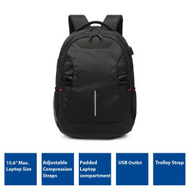 Раница за лаптоп ACT AC8530, 15.6-инча, USB, Black
