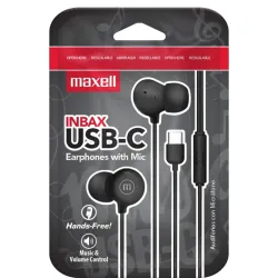 Слушалки MAXELL IN-BAX, USB-C, Black