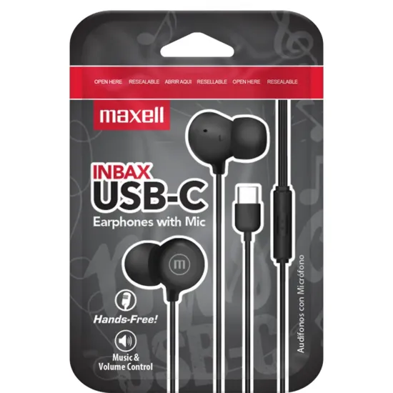 Слушалки MAXELL IN-BAX, USB-C, Black