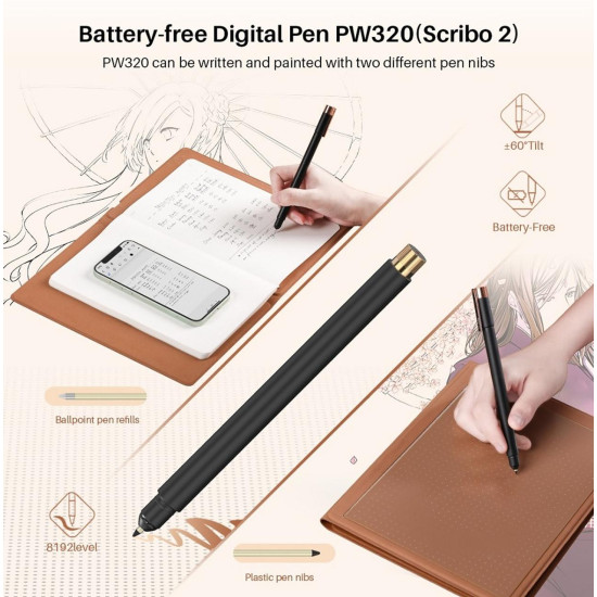 Стилус HUION Scribo PW320, за Huion Note X10