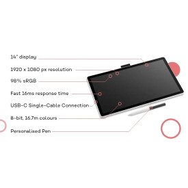 Графичен таблет Wacom One DTC141, Pen Display