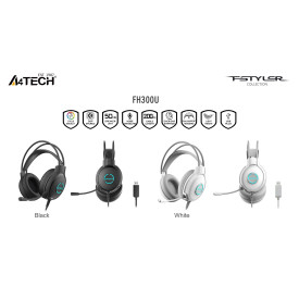 Слушалки A4Tech Fstyler FH300U Neon Illuminate USB Stereo Headset, White