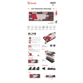 Клавиатура A4Tech Bloody Naraka S87 TKL, Red Switch