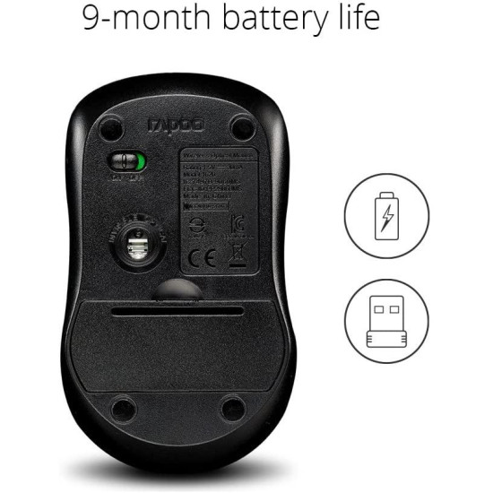 Безжична мишка RAPOO 1620, Black