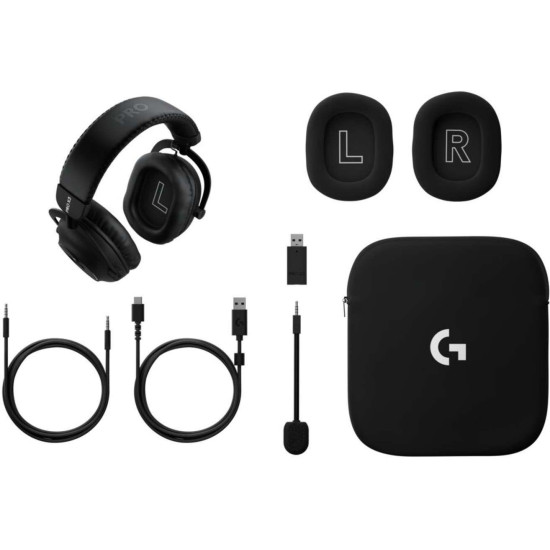Безжични слушалки Logitech G PRO X3 LIGHTSPEED, с микрофон, Black (981-001740)