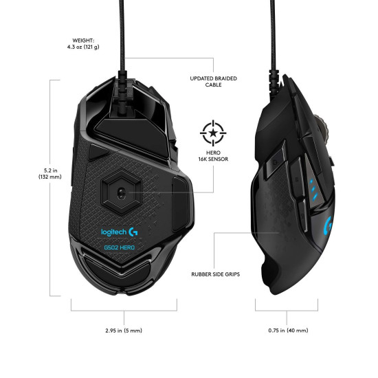 Мишка Logitech G502 HERO Proteus Spectrum RGB, Black