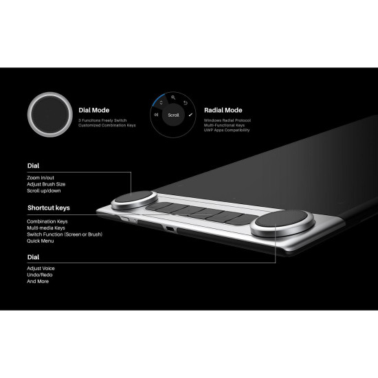 Графичен таблет HUION Inspiroy Dial 2, 5080 LPI, Black