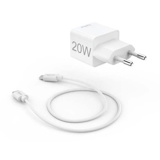 Зарядно HAMA 201675, USB-C кабел 1 м, PD, 20W, White