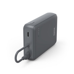 Външна батерия HAMA Travel с кабел, 10000mAh, 2 изхода: 2x USB-C, антрацит
