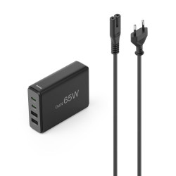Зарядна станция HAMA 201979, 65W GaN, Fast Charger, 2x USB-C, 2x USB-A, PD