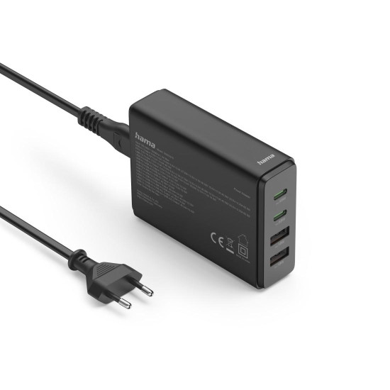 Зарядна станция HAMA 201979, 65W GaN, Fast Charger, 2x USB-C, 2x USB-A, PD