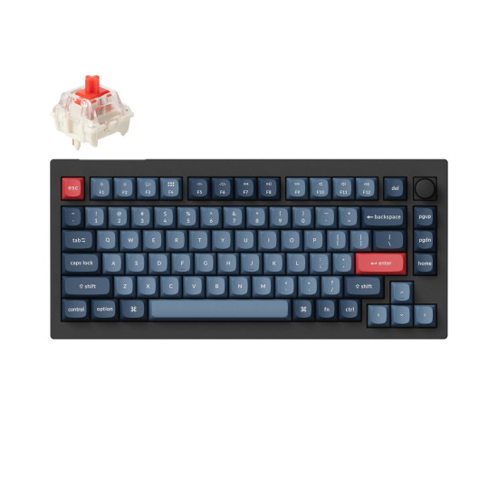 Безжична клавиатура Keychron V1 MAX QMK 75%, Carbon Black, Bluetooth, RGB, Gateron Jupiter Red суичове