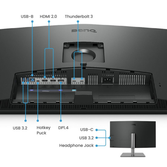 Монитор BenQ PD3225U, 32 инча, IPS, UHD 3840x2160, 60Hz, Anti-Glare, HDMI/DP, HDR10