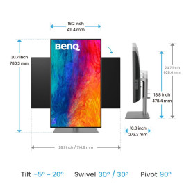 Монитор BenQ PD3225U, 32 инча, IPS, UHD 3840x2160, 60Hz, Anti-Glare, HDMI/DP, HDR10