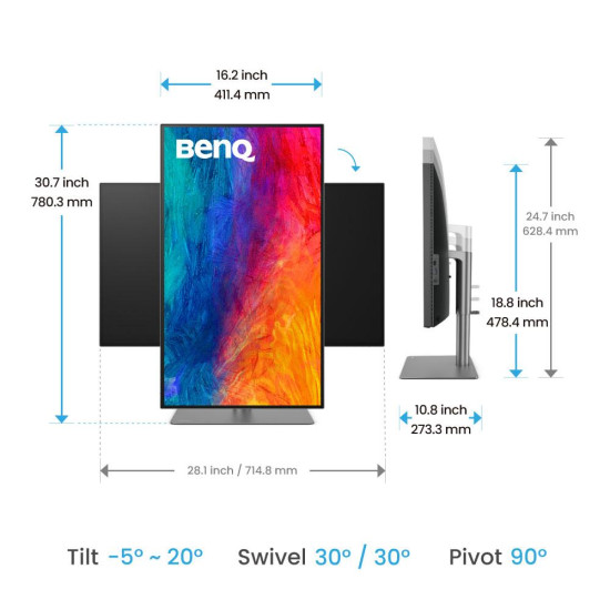 Монитор BenQ PD3225U, 32 инча, IPS, UHD 3840x2160, 60Hz, Anti-Glare, HDMI/DP, HDR10
