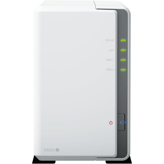 NAS устройство Synology DS223j, За 2 диска, Realtek RTD1619B 4-core 1.7GHz, 1GB RAM