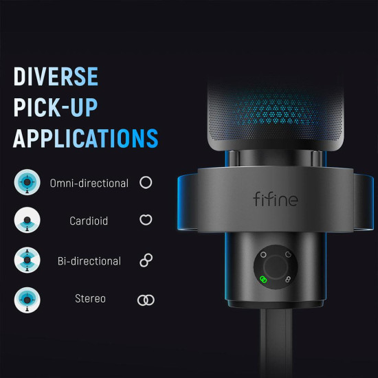 Микрофон FIFINE A9, RGB, 4 Polar Patterns, Black