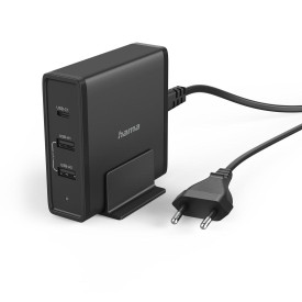 Зарядна станция HAMA 200017, USB-C, 3 порта, 5-20V/65W, (PD), Черно