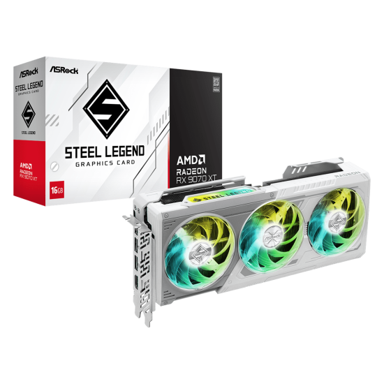 Видеокарта ASRock RADEON RX 9070 XT STEEL LEGEND 16GB GDDR6