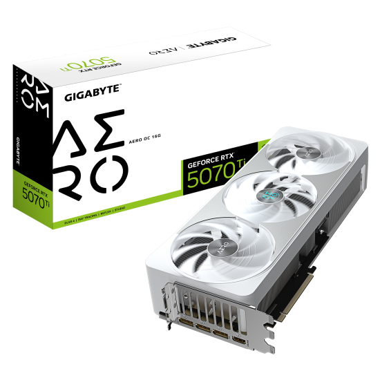 Видеокарта GIGABYTE GeForce RTX 5070 TI AERO OC, 16GB GDDR7, 256-bit, 1xHDMI, 3xDP