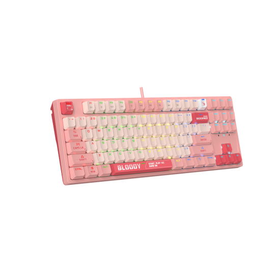 Клавиатура A4Tech Bloody Energy Pink S87 BLMS TKL, Red Switch, RGB, Pink