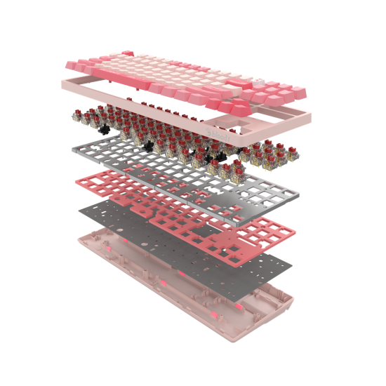 Клавиатура A4Tech Bloody Energy Pink S87 BLMS TKL, Red Switch, RGB, Pink