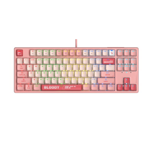 Клавиатура A4Tech Bloody Energy Pink S87 BLMS TKL, Red Switch, RGB, Pink