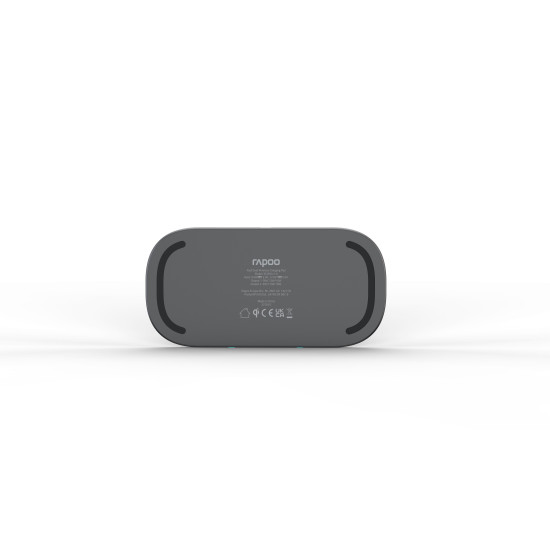 Безжично зарядно RAPOO XC260, Qi, Двойно, 7.5W/10W, Черен