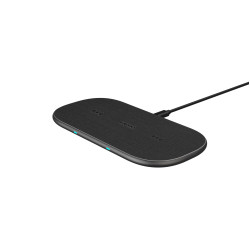 Безжично зарядно RAPOO XC260, Qi, Двойно, 7.5W/10W, Черен