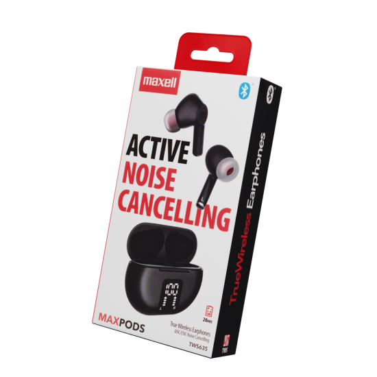 Безжични слушалки Maxell MAXPODS, TWS, ANC, In-Ear, Black