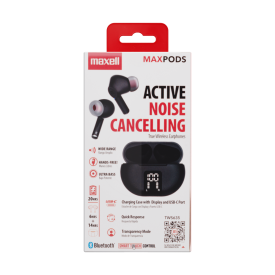 Безжични слушалки Maxell MAXPODS, TWS, ANC, In-Ear, Black