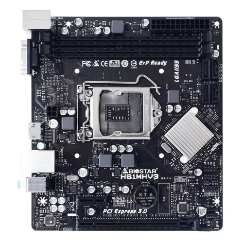 Дънна платка BIOSTAR H61MHV3, mATX, Intel H61, Socket 1155, 2x DDR3, PCI-E