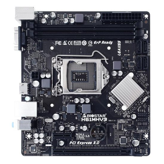 Дънна платка BIOSTAR H61MHV3, mATX, Intel H61, Socket 1155, 2x DDR3, PCI-E