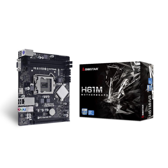 Дънна платка BIOSTAR H61MHV3, mATX, Intel H61, Socket 1155, 2x DDR3, PCI-E
