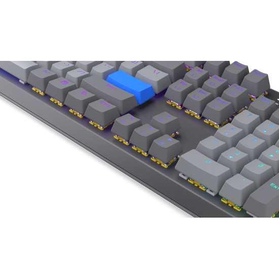Безжична клавиатура Endorfy Thock Wireless V2 Full Size, PBT, Endorfy Yellow switch, US Layout, RGB, Gray