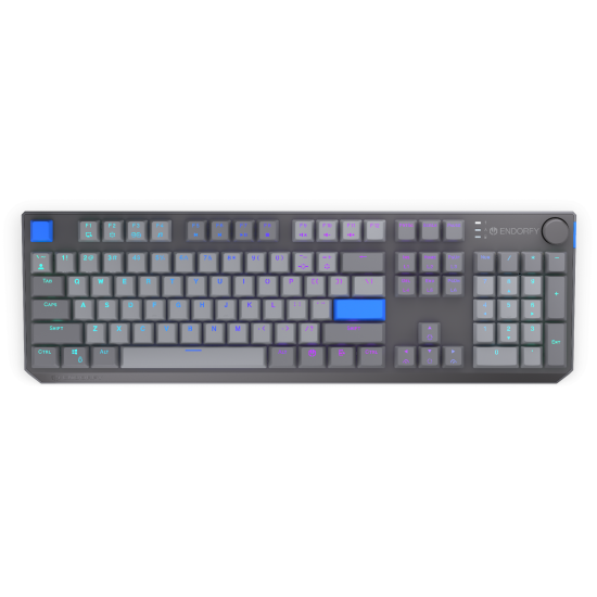 Безжична клавиатура Endorfy Thock Wireless V2 Full Size, PBT, Endorfy Yellow switch, US Layout, RGB, Gray