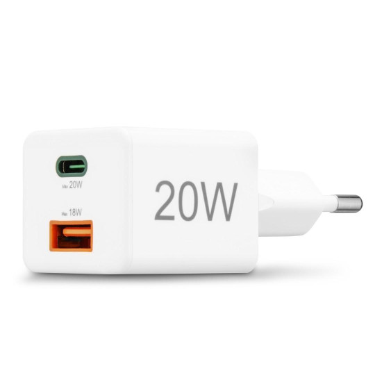 Зарядно HAMA 201991, 1x USB-C, 1x USB-A, PD, 20 W, бяло