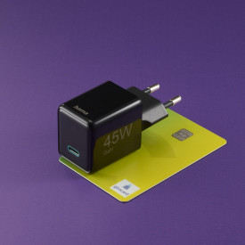 Зарядно HAMA 201987, GaN, USB-C, PD, 45 W, черно