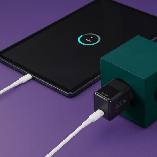 Зарядно HAMA 201987, GaN, USB-C, PD, 45 W, черно