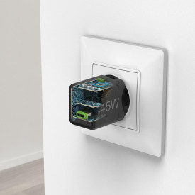 Зарядно HAMA 201987, GaN, USB-C, PD, 45 W, черно