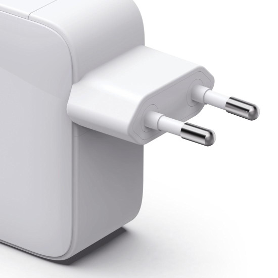 Зарядно HAMA 201956, 30W, GaN, 2x USB-C, с разтегателен кабел 0.7м, бял