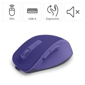 Безжична мишка HAMA WM-500 Recharge, 6 бутона, тиха, Purple