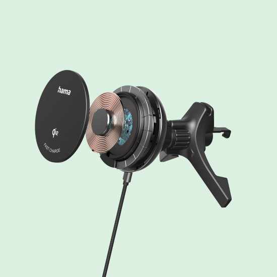 Безжично зарядно за кола HAMA Qi2, 15W