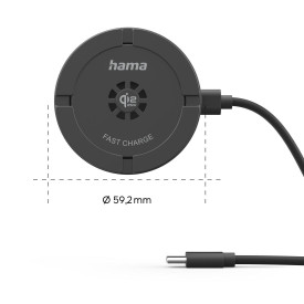 Безжично зарядно устройство HAMA, Qi2, 25W, бързо зареждане, Black