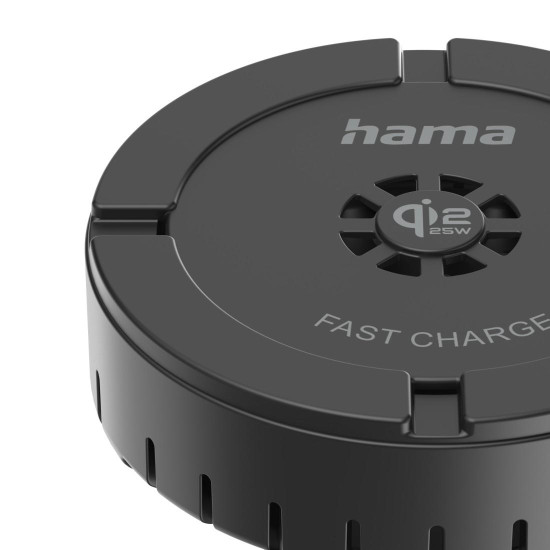 Безжично зарядно устройство HAMA, Qi2, 25W, бързо зареждане, Black