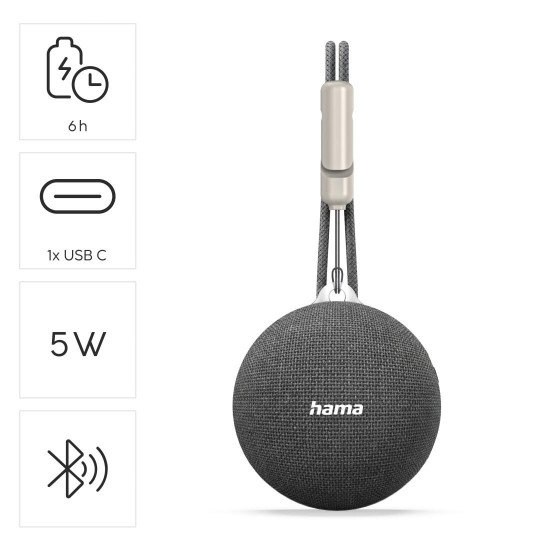 Преносима тонколона HAMA MagBuddy, Bluetooth, 5W, Gray (HAMA-188245)