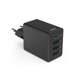 Зарядно HAMA 201990, 35W, 1x USB-C PD, 3x USB-A, Черно